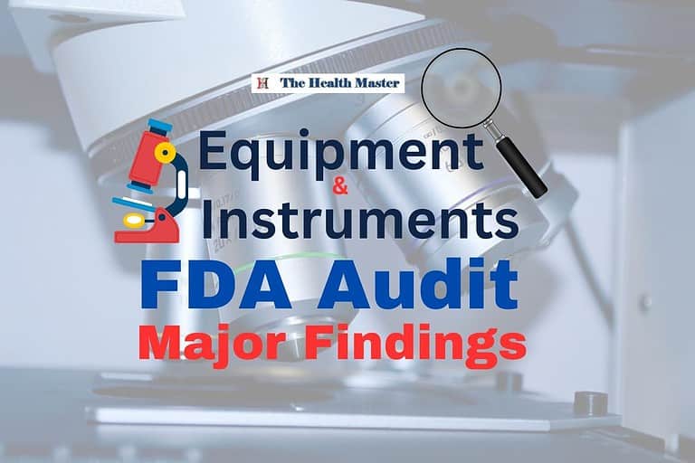 Major FDA audit findings about Equipment and Instruments