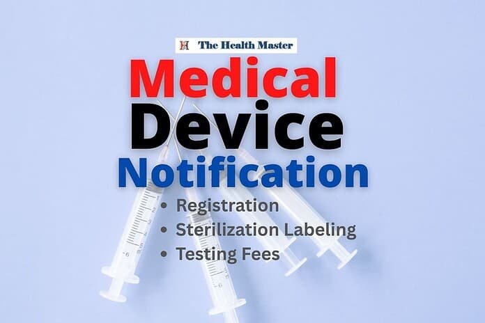 Medical Devices: Notification on Registration, Sterilization Labeling & Testing Fees